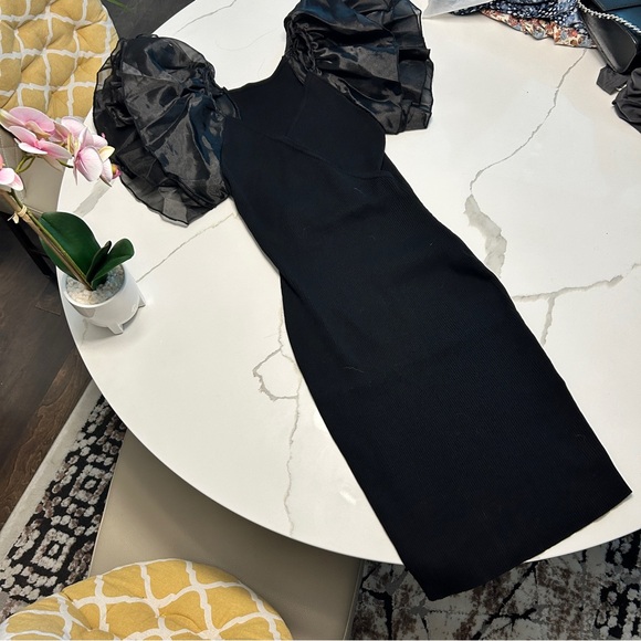 Elegant Puffy Sleeves Pencil Sweater Dress - Picture 6 of 10